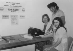 1980 black and white photo | volunteers on phone